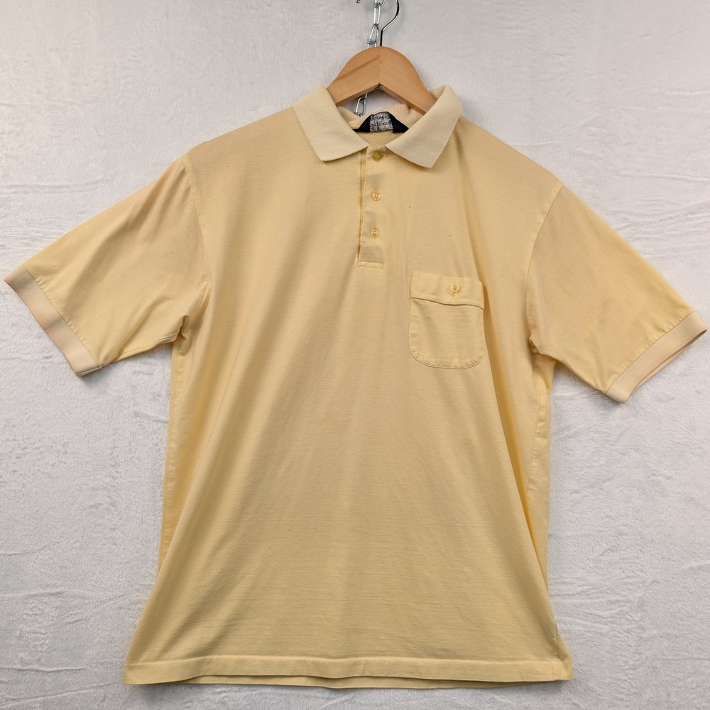 VTG Arrow Sportswear Polo Shirt Men's Large Yellow Paper Thin Golf Preppy 70s